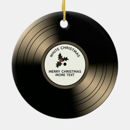 アルバムのパーソナライズされたクリスマスブロンズの濃淡 セラミックオーナメント (裏面)