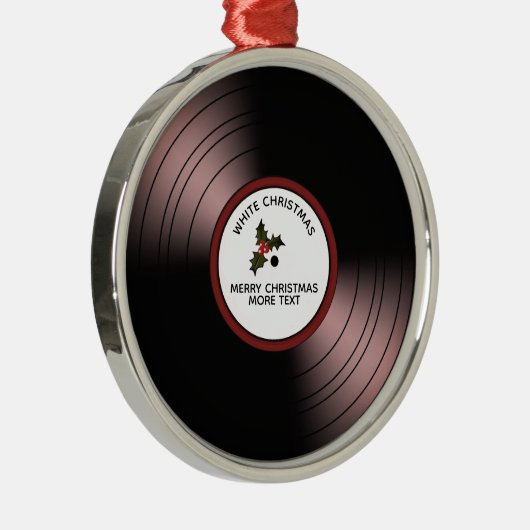 アルバムのパーソナライズされたクリスマスレッドの濃淡を記録 メタルオーナメント (右)