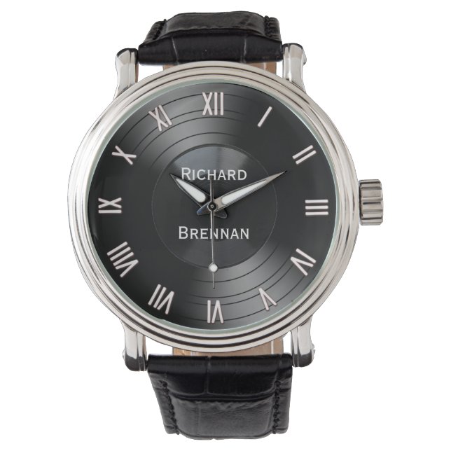 アルバムのレコパーソナライズされたードノベルティ 腕時計 (正面)