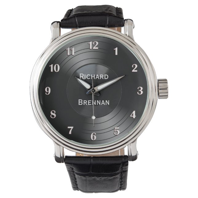 アルバムのレコードパーソナライズされたノベルティの白番 腕時計 (正面)