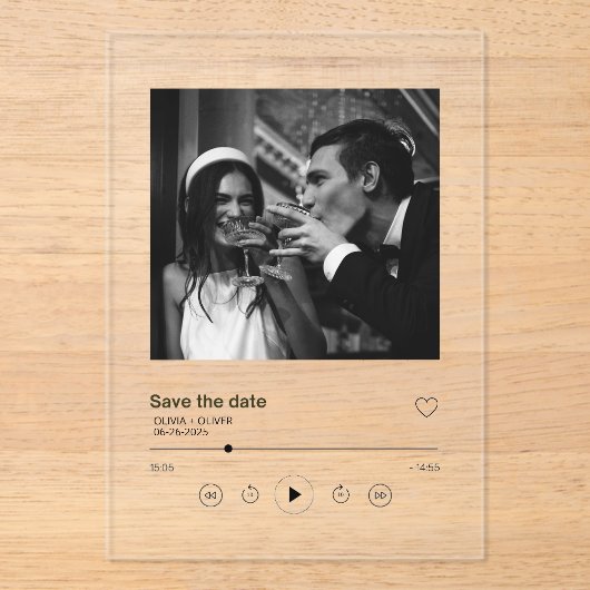 アルバムの表紙の日付の保存 アクリル招待状 (正面)