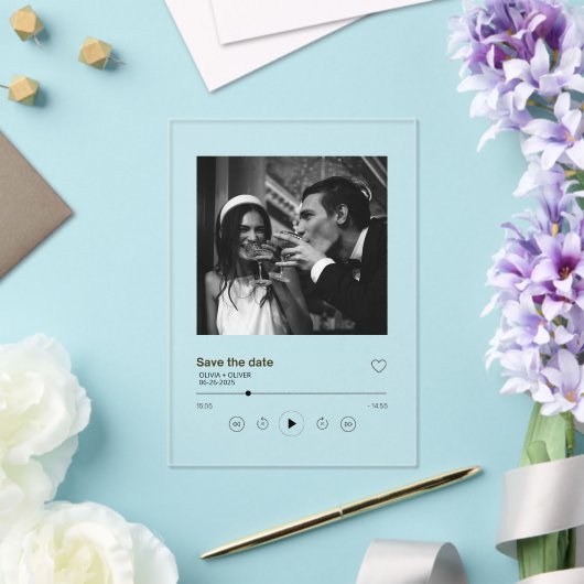 アルバムの表紙の日付の保存 アクリル招待状 (インサイチュ (ウェディング))