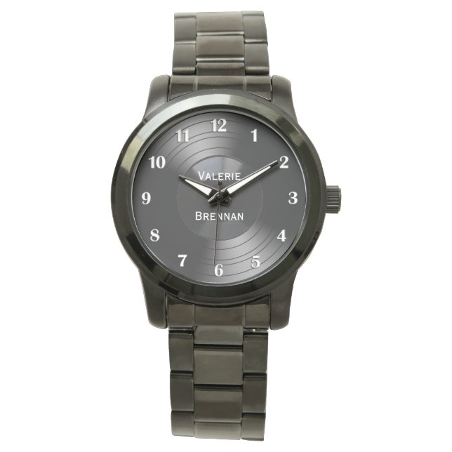 アルバムを白パーソナライズされたい数字で録画 腕時計 (正面)