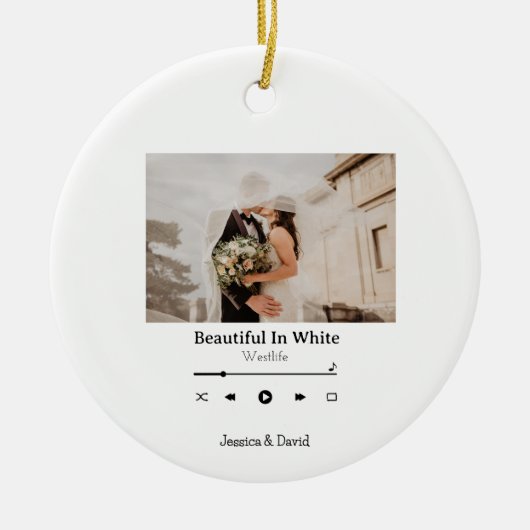 アルバムパーソナライズされたカバー任意のフォトソングの再生リスト セラミックオーナメント (正面)