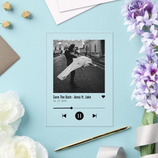 アルバムユニークカバー音楽ソングウイルス日付を保存 アクリル招待状 (インサイチュ (ウェディング))