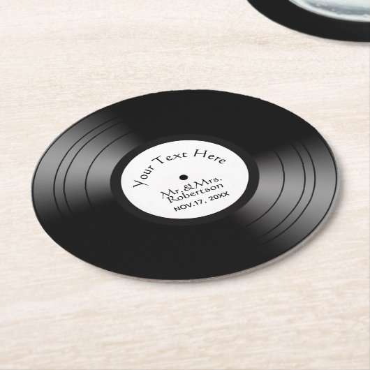 アルバム名のレコード結婚日付/記念日 ラウンドペーパーコースター (アングル)
