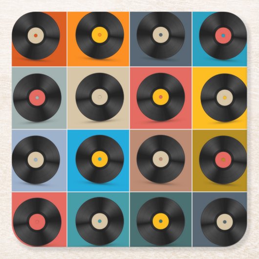 アルバム，レコード，音楽ポスター スクエアペーパーコースター (正面)