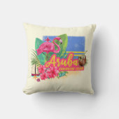 アルバレトロカリブのアイランドとフラミンゴヴィンテージ クッション (正面)