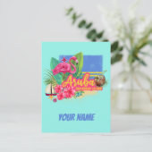 アルバレトロカリブのアイランドとフラミンゴヴィンテージ シーズンポストカード (スタンド正面)