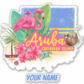 アルバレトロカリブのアイランドとフラミンゴヴィンテージ シール (正面)