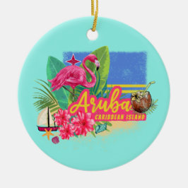 アルバレトロカリブのアイランドとフラミンゴヴィンテージ セラミックオーナメント