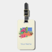 アルバレトロカリブのアイランドとフラミンゴヴィンテージ ラゲッジタグ (正面縦)