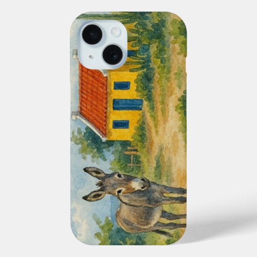 アルバロバイエローのクヌクの家とロバの水彩画 Case-Mate iPhoneケース (裏面)