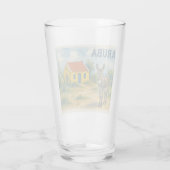 アルバロバ島の黄色いクヌクの家とロバの水彩画 タンブラーグラス (裏面)