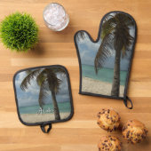 アルバンビーチI美しい自然シーン 鍋つかみ&鍋敷きセット (トップダウン)