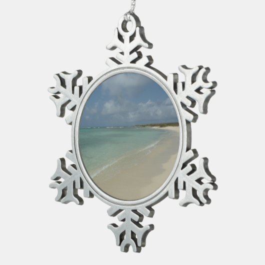 アルバンビーチII美しい自然シーン スノーフレークピューターオーナメント (右)