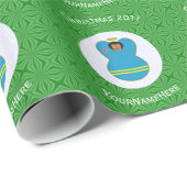 アルバン国旗のエンジェルクリスマスパーソナライズされた ラッピングペーパー (ロールコーナー)