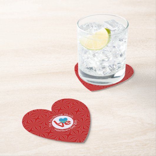 アルバン国旗の赤文字LOVE パーソナライズされた ペーパーコースター (インサイチュ)