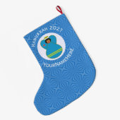 アルバン国旗エンジェルパーソナライズされたハヌカ ラージクリスマスストッキング (裏面 (吊り時))