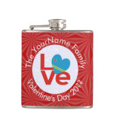 アルバン赤文字LOVEフラッグパーソナライズされた フラスク (正面)