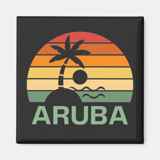 アルバヴィンテージパームツリーズサマービーチ マグネット (正面)