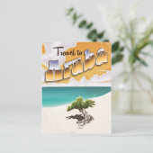 アルバヴィンテージビーチ旅行プリント ポストカード (スタンド正面)