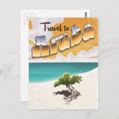 アルバヴィンテージビーチ旅行プリント ポストカード (正面/裏面)