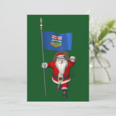 アルバータCdn国旗を持つサンタクロース シーズンカード (スタンド正面)