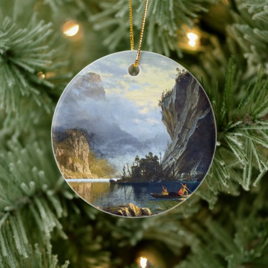 アルバートビエルシュタットインディアンスピア魚釣りポスター セラミックオーナメント (ツリー)