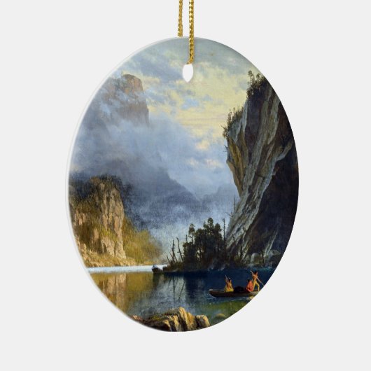 アルバートビエルシュタットインディアンスピア魚釣りポスター セラミックオーナメント (右)