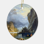 アルバートビエルシュタットインディアンスピア魚釣りポスター セラミックオーナメント (左)