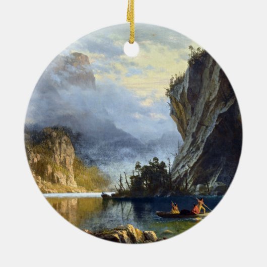 アルバートビエルシュタットインディアンスピア魚釣りポスター セラミックオーナメント (裏面)