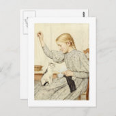 アルバート・アンカーと猫の少女 ポストカード (正面/裏面)