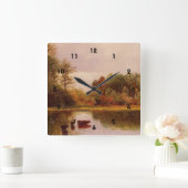 アルバート·ビアシュタット，水の中の牛 スクエア壁時計 (ホーム)