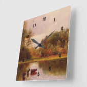 アルバート·ビアシュタット，水の中の牛 スクエア壁時計 (傾斜)