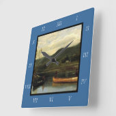 アルバート・ビアスタットの『二艘のカヌーに乗る男たち』、1866年、キャンバス スクエア壁時計 (傾斜)