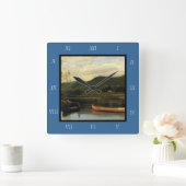 アルバート・ビエルシュタットの男性2カヌー, 1866 Canvas スクエア壁時計 (ホーム)