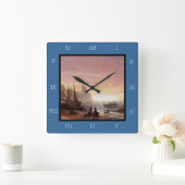 アルバート・ビエルシュタットザ魚釣りフリートキャンバスプリント スクエア壁時計 (ホーム)