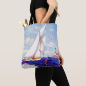 アルバートBの灯台のそばを航行している。マーク トートバッグ (クローズアップ)