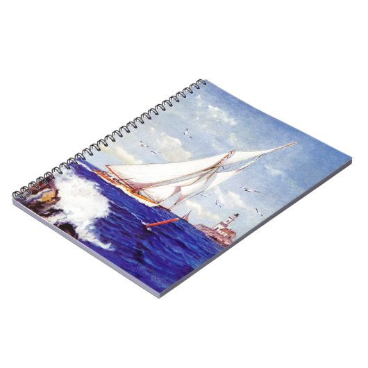 アルバートBの灯台のそばを航行している。マーク ノートブック (左側)