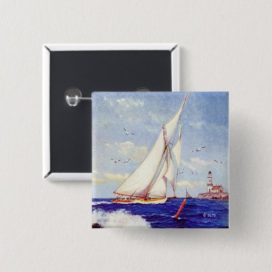 アルバートBの灯台のそばを航行している。マーク 缶バッジ (正面&裏面)