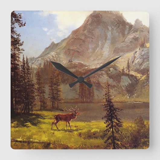 アルバートBierstadt 1876-77年著野生の呼出し スクエア壁時計 (正面)