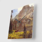 アルバートBierstadt 1876-77年著野生の呼出し スクエア壁時計 (傾斜)