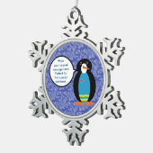 アルバ国旗の休日ペンギン語 スノーフレークピューターオーナメント (右)