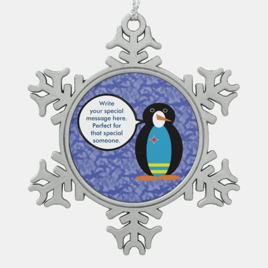 アルバ国旗の休日ペンギン語 スノーフレークピューターオーナメント (正面)
