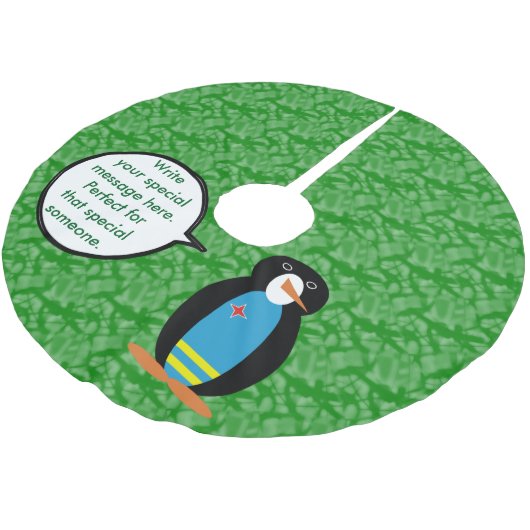 アルバ国旗の休日ペンギン語 ブラッシュドポリエステルツリースカート (アングル)