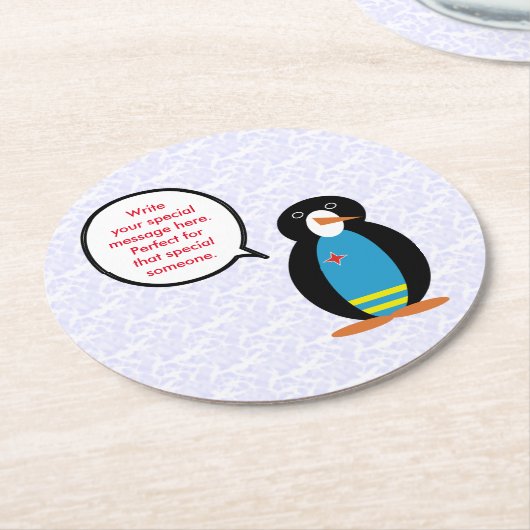 アルバ国旗の休日ペンギン語 ラウンドペーパーコースター (アングル)