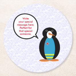 アルバ国旗の休日ペンギン語 ラウンドペーパーコースター