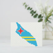 アルバ国旗の地図フルサイズ ポストカード (スタンド正面)