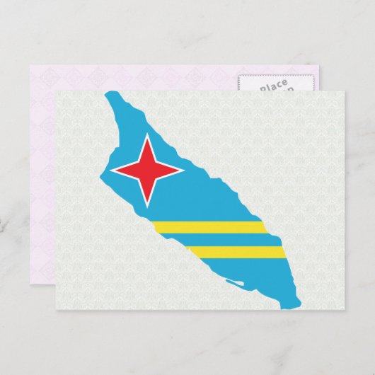 アルバ国旗の地図フルサイズ ポストカード (正面/裏面)